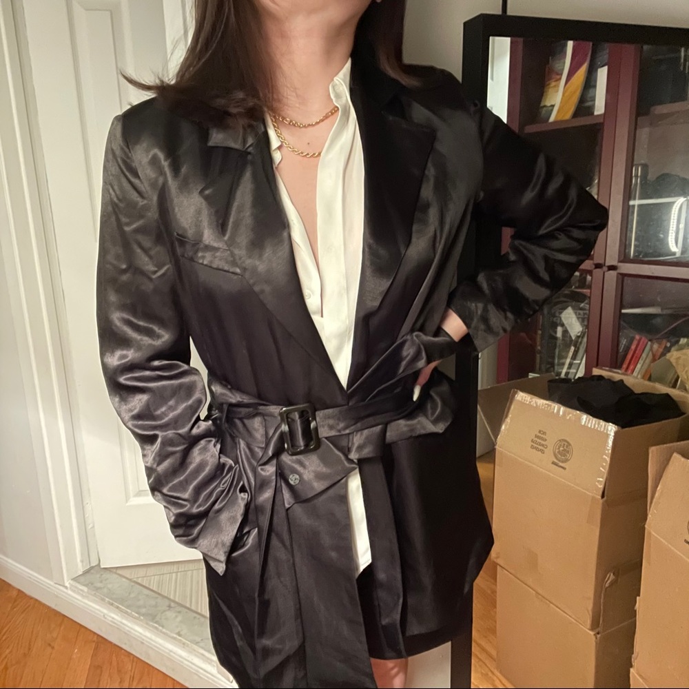 Zara Satin Blazer with Sash